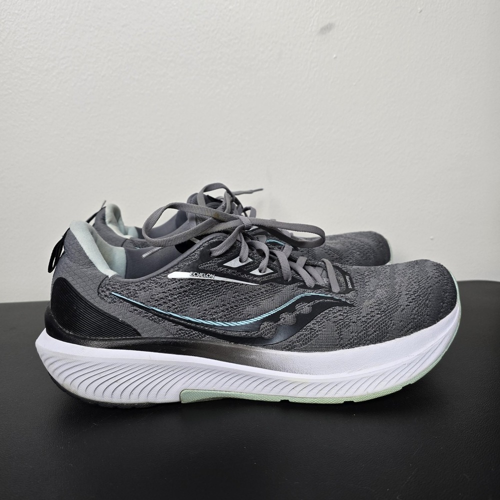 Saucony Shoes Womens 12 Grey Echelon 9‎ Charcoal Ice PWRRUN Running Gym Sneakers